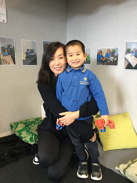 Mother and child at the private Ficino Montessori Preschool